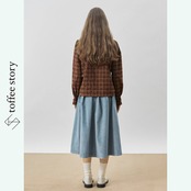 格子に赤が踊る結び：ビッグリボンチェックシャツ《XU0283》