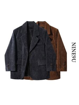 corduroy oversize retro jacket 2color【NINE9822】