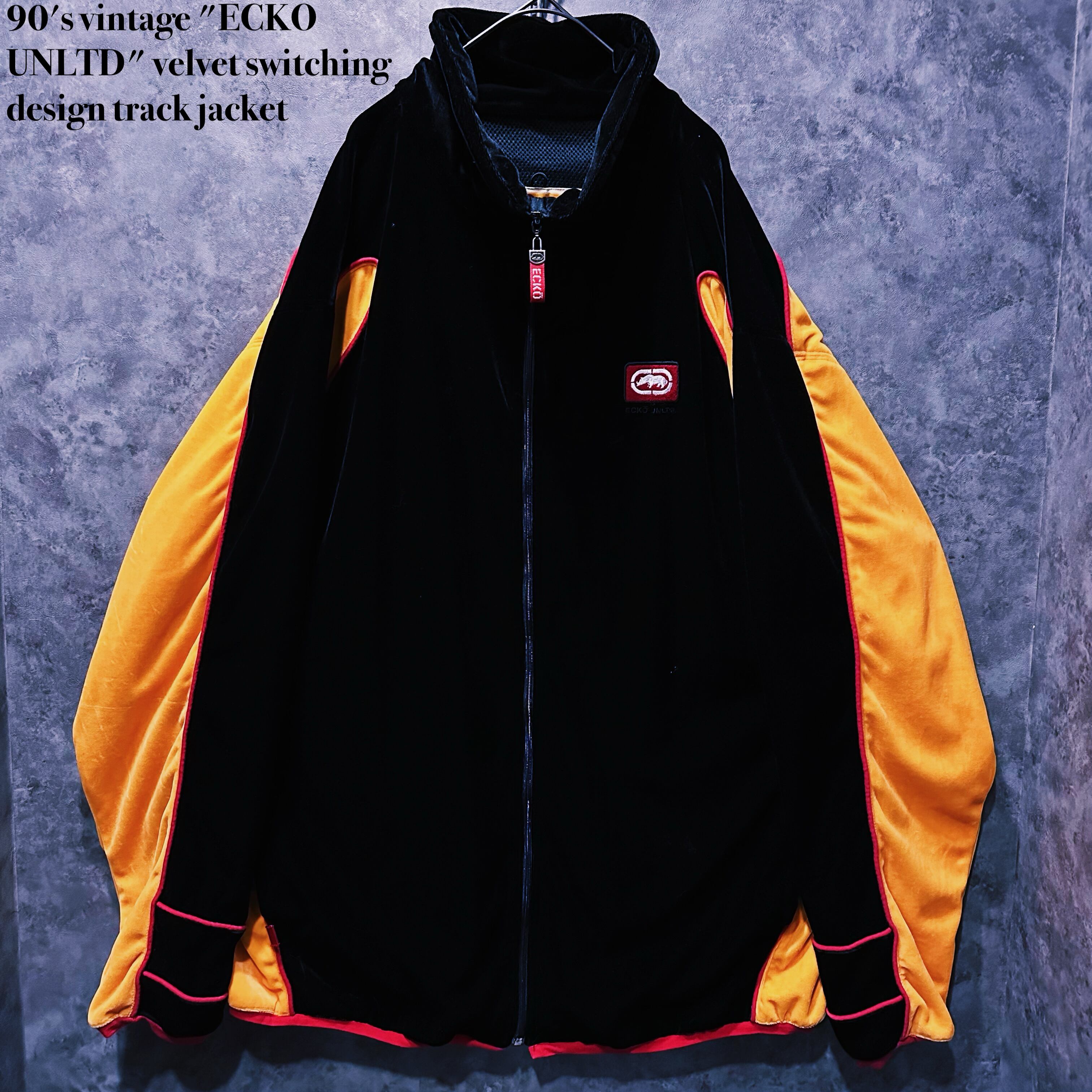 【doppio】90's vintage "ECKO UNLTD" velvet switching design track jacket