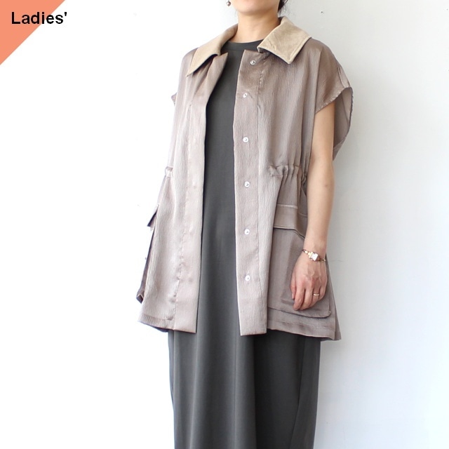 IKITSUKE ハンマーサテンハンティングシャツベスト Hammer satin hunting shirt-vest