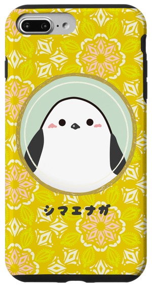【特価処分】シマエナガ 鳥 野鳥 北海道 雪の妖精 イラスト かわいい 北欧柄 北欧 シンプル おしゃれ 黄色 花柄 スマホケース iPhone 7 Plus/8 Plus 用