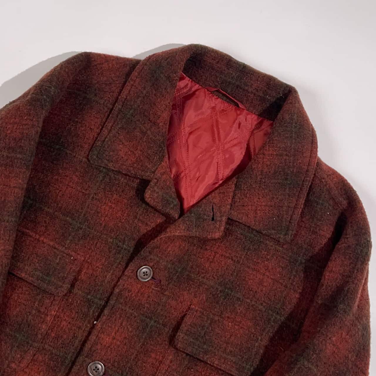 Crocodile クロコダイル チェック 中綿 ウール CPOジャケット M/レッド系 メンズ