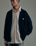 ADAM PATEK washed cotton pile raw-edge cardigan (BLK) AP2614017