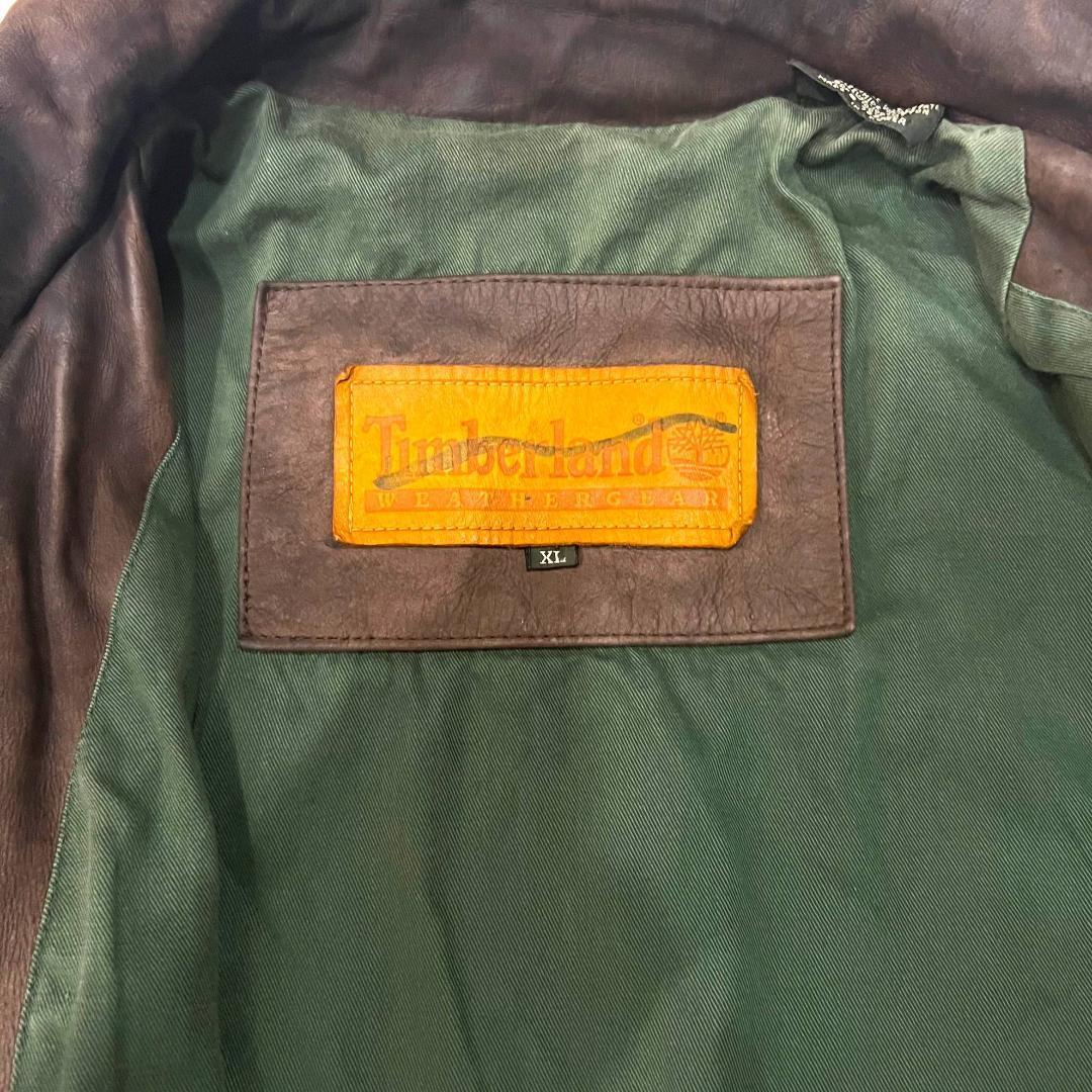 90s ティンバーランド レザージャケット XL ブラウン Timberland