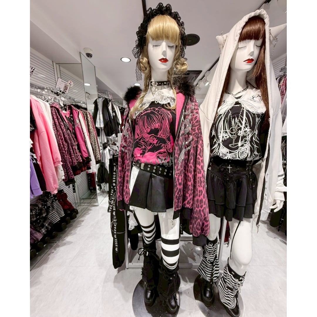 2点セット☆ベルト付き レースレイヤードレザースカート