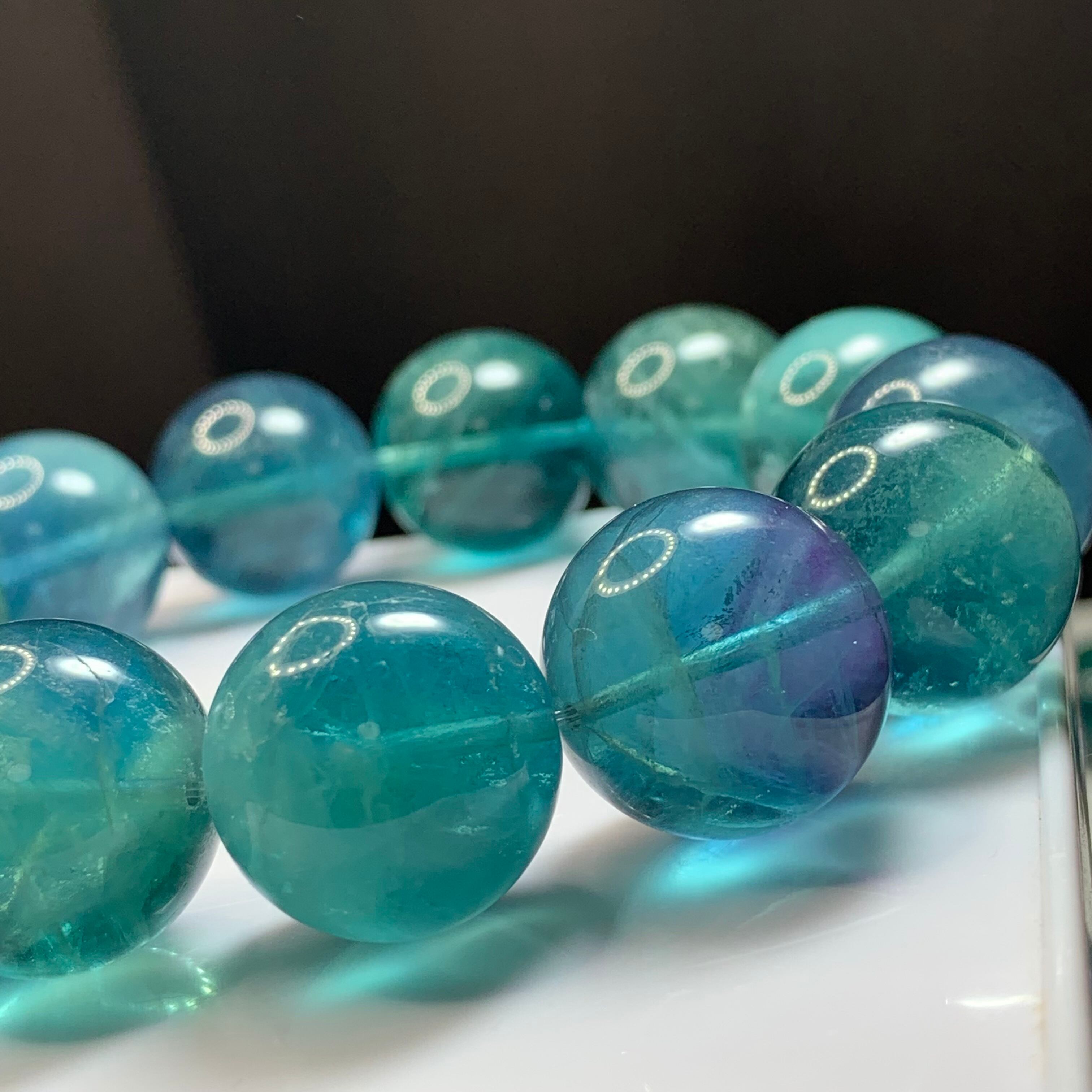 希少な大玉！前後約17.5~18mm 大玉フローライト ブレスレット