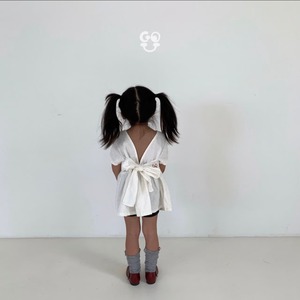 【Go.u】バックリボンカットソー 80〜120cm ホワイト 240518