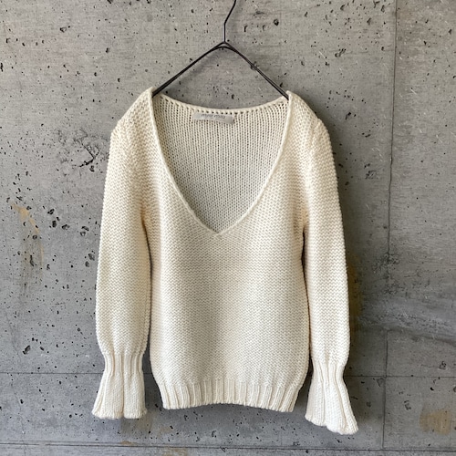 miumiu Made in Italy Off-white sleeve rib point knit