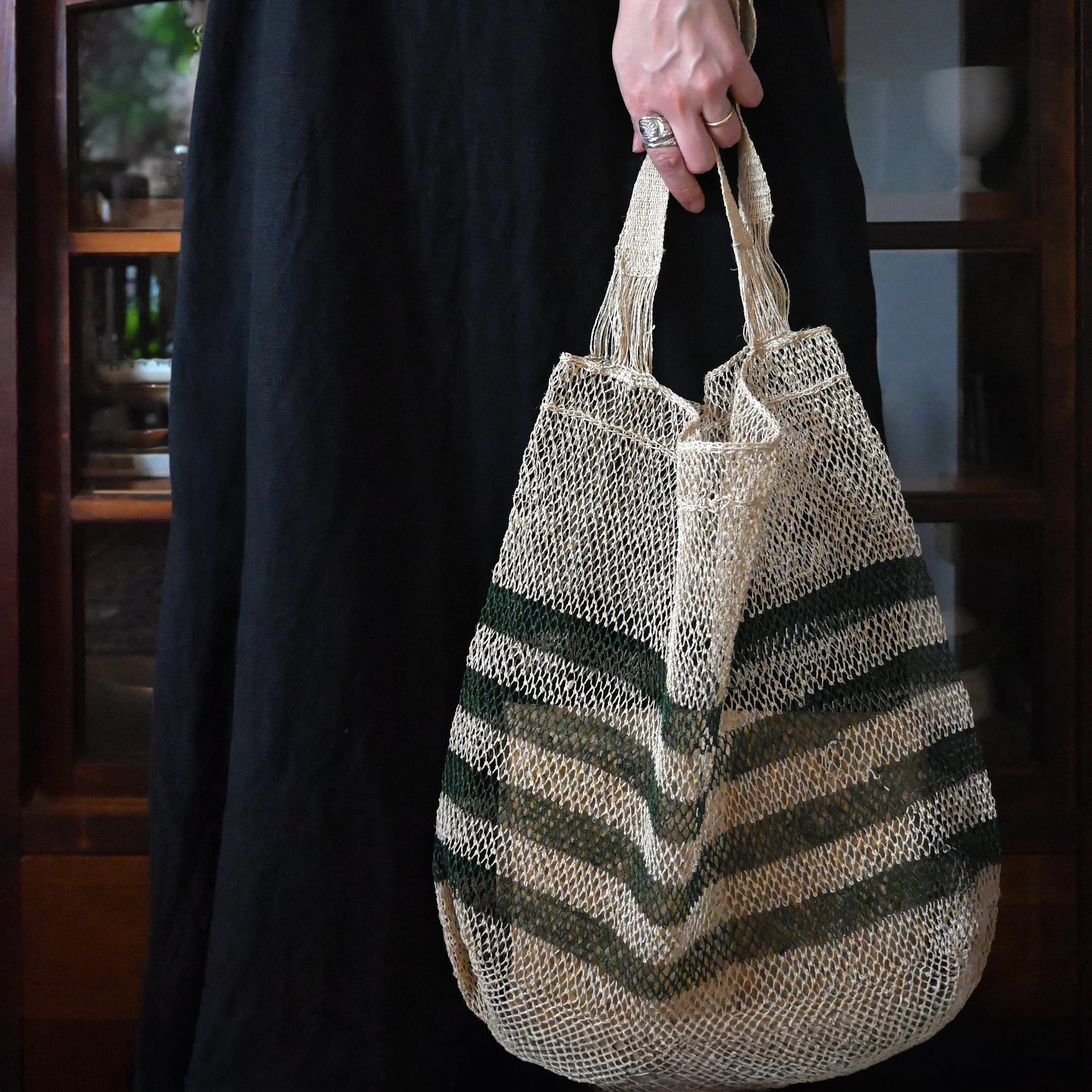 ラオス 葛の手編みバッグ- border - | Pan puri yêe