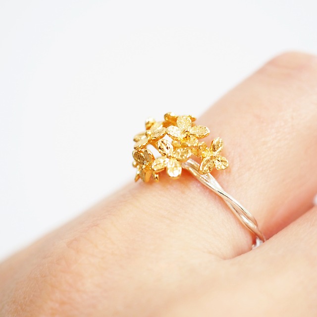 紫陽花のリング(silver×gold)