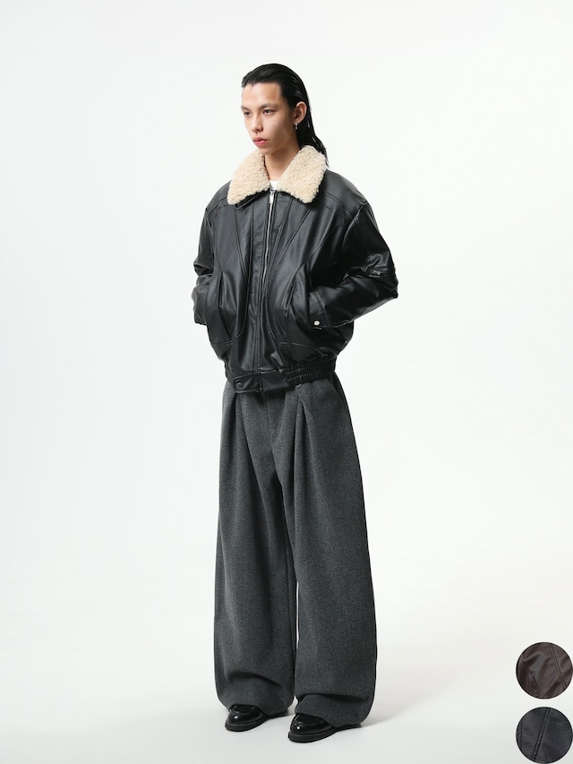 BOOGOOVOGUE Vintage Leather Fur Puffer