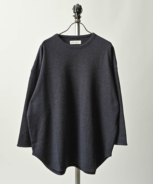 many men many mind Yarn-dyed waffle CN 7/8 sleeve tee (NAV) M2614030