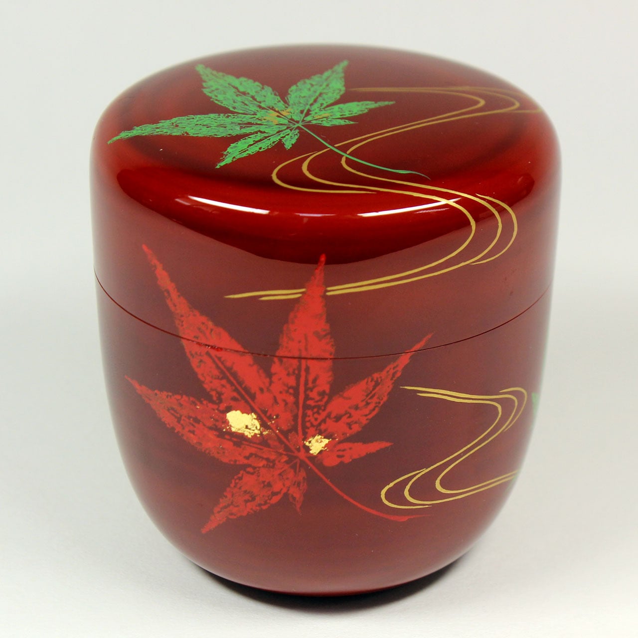 Ｍ７５４　中棗　『加賀蒔絵師　田中宗凌作』『溜塗』『唐松蒔絵』　共箱　茶道具 M754 中棗 『加賀蒔絵師 田中宗凌作』『溜塗』『唐松蒔絵』 共箱