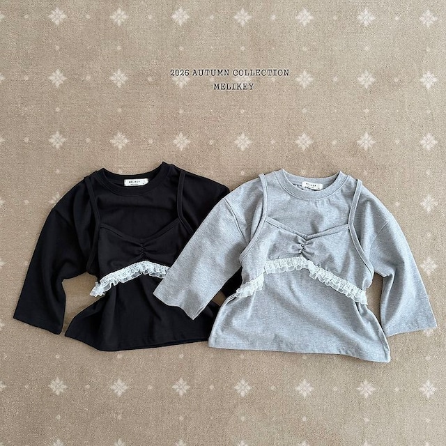 韓国子供服 / 26Autumn / 〖取寄〗Melikey / レイヤードTシャツ/ 女子服 *XS~JM*