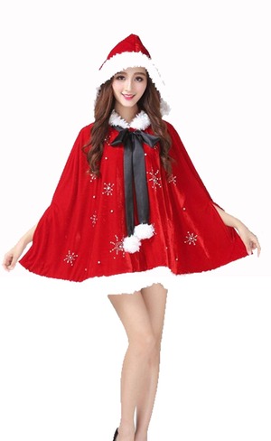 【数量限り】[GenericBrands] クリスマスコス コスプレ レディース サンタクロス コスチューム サンタコス 可愛い クリスマス マント付きChristmas サンタ服 衣装 ハロウィン 仮装 イベント 大人用 女性用 レディース サンタさん 2点セット (レッド フリー)