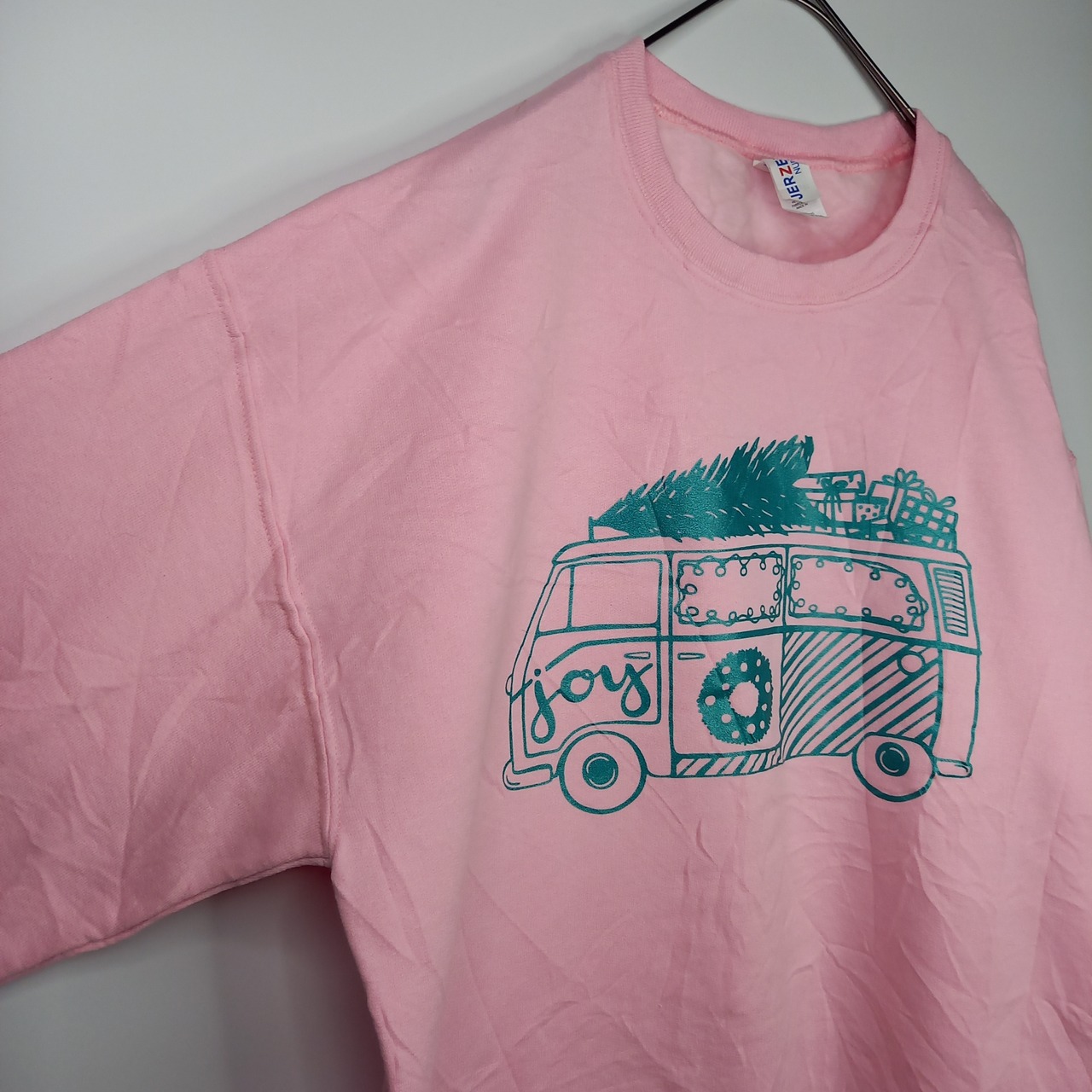 ジャージーズ　クルーネック　スウェット　トレーナー　プリント　ピンク　M