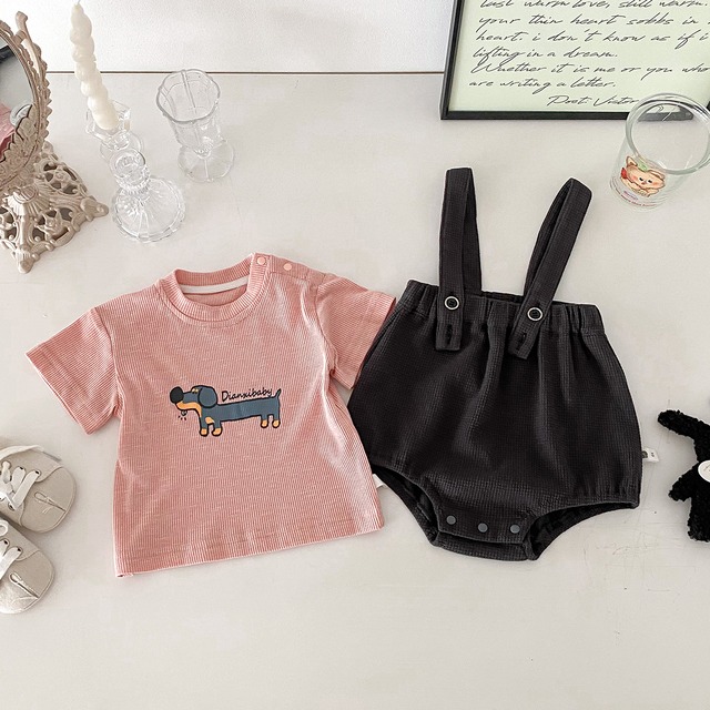 【セット】パピー半袖Tシャツサロペットロンパースセット - 4