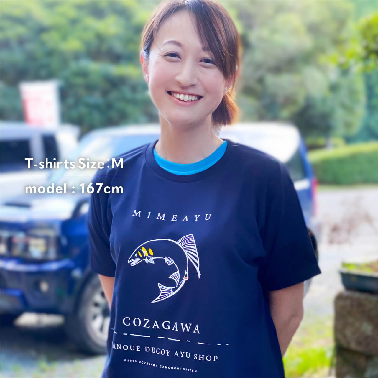 MIMEAYU - COZAGAWA（紺色：綿） ［美女鮎Tシャツ］ | 田上おとり店