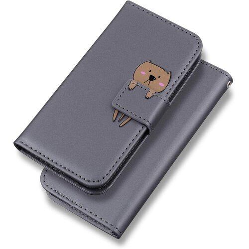 Xperia5 iii ケース 手帳型 カード SONY Xperia 5 III ケース 高級PUレザー スタンド機能 カード収納 可愛い 財布型 カバーxperia5llI xperia5iii 内蔵マグネット 携帯カバー 耐衝撃 カードホルダー スタンド Sony Xperia 5 III 対応 - 灰色のクマ 905