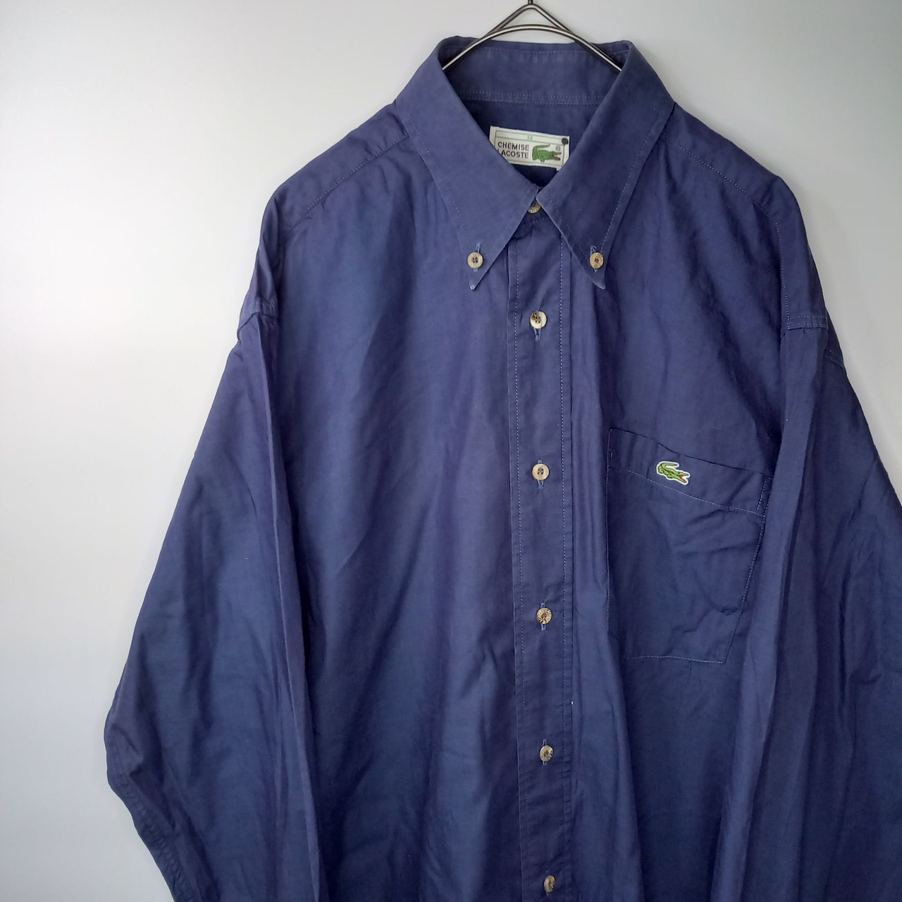 フレラコ　長袖　BDシャツ　刺繍ロゴ　フランス製　ユーロ古着　ネイビー　38