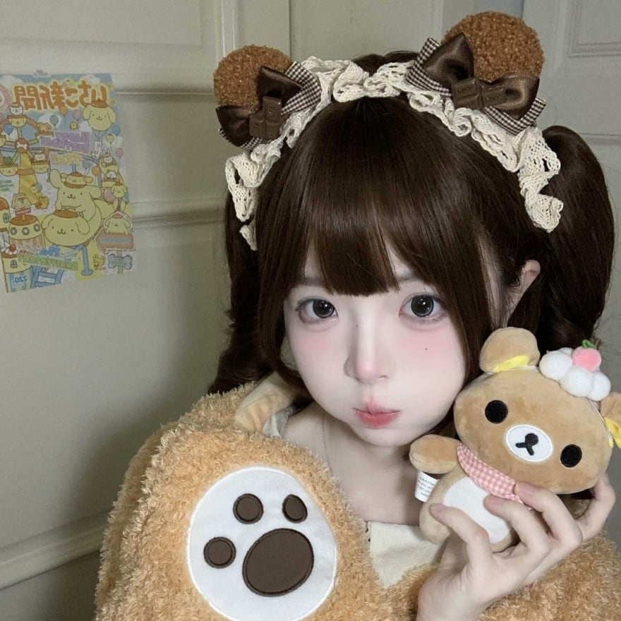 ♡様♡ 甘ロリ くま耳ヘッドドレス チョコ色×リボン×フリル｜WithU | PAY ID