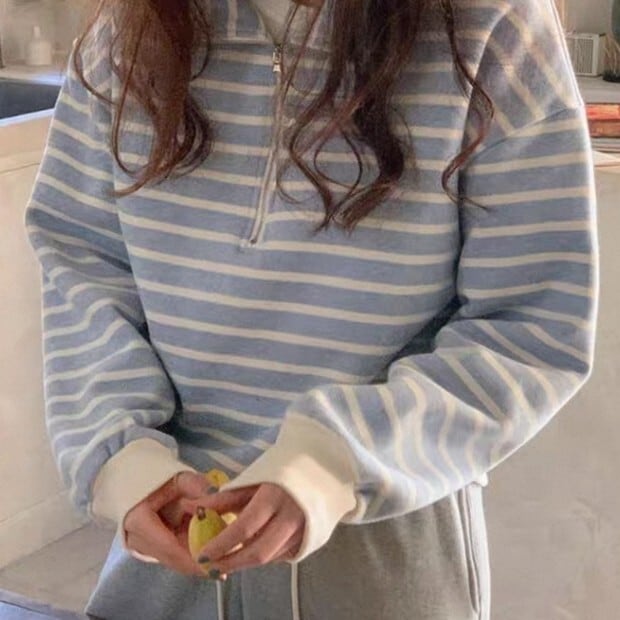 ジップアップ ボーダー スウェット L1086