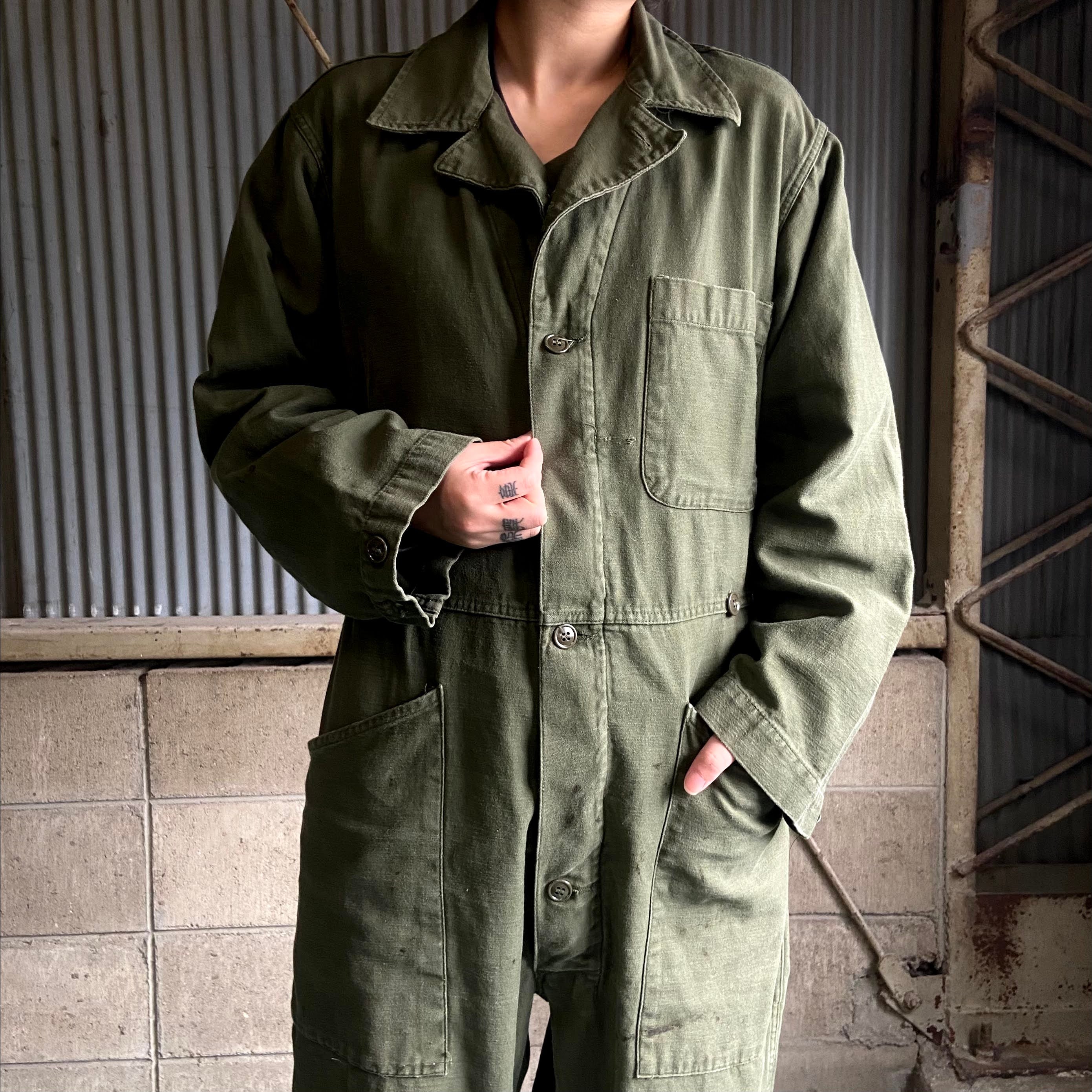 80年代 ビンテージ U.S.ARMY OG-107 コットンサテン ミリタリー 