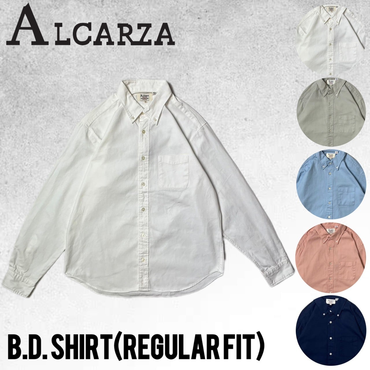 5色展開】オックスB.Dシャツ レギュラーフィット 日本製 定番 ALCARZA