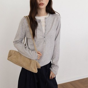 henley neck knit pullover 14785