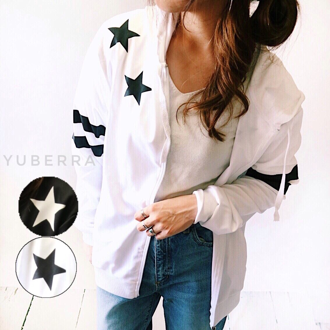 《送料無料》モノトーン星柄プリントパーカー 【853600P1400】