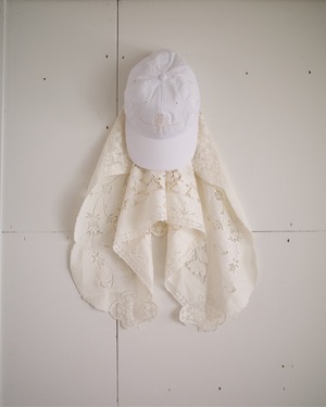 " 餞 ha na mu ke Cap " / white short lace(white×white)