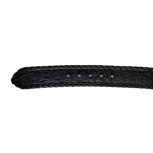 LAUREN RALPH LAUREN black color embossing wide leather belt