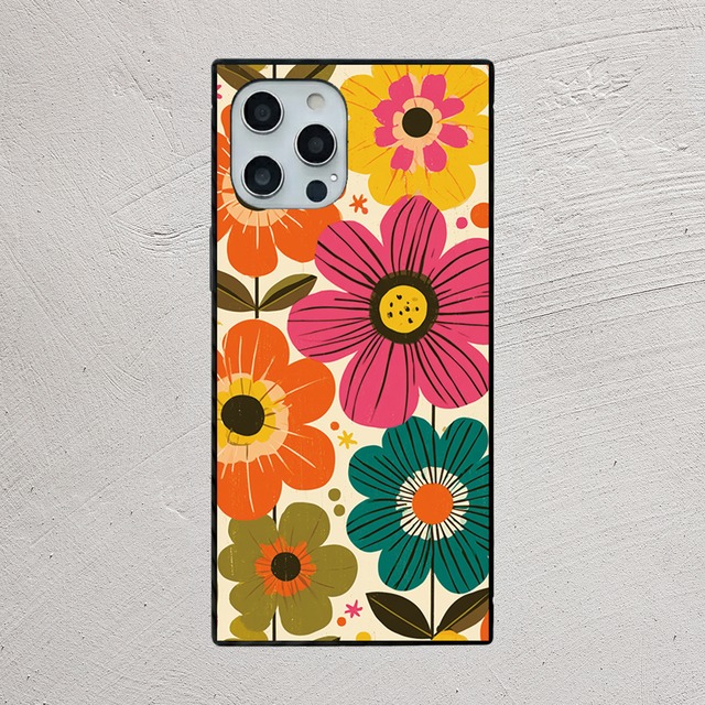 iPhoneケース レトロフラワー 花柄｜ビッグフラワーの60sレトロ RETRO007