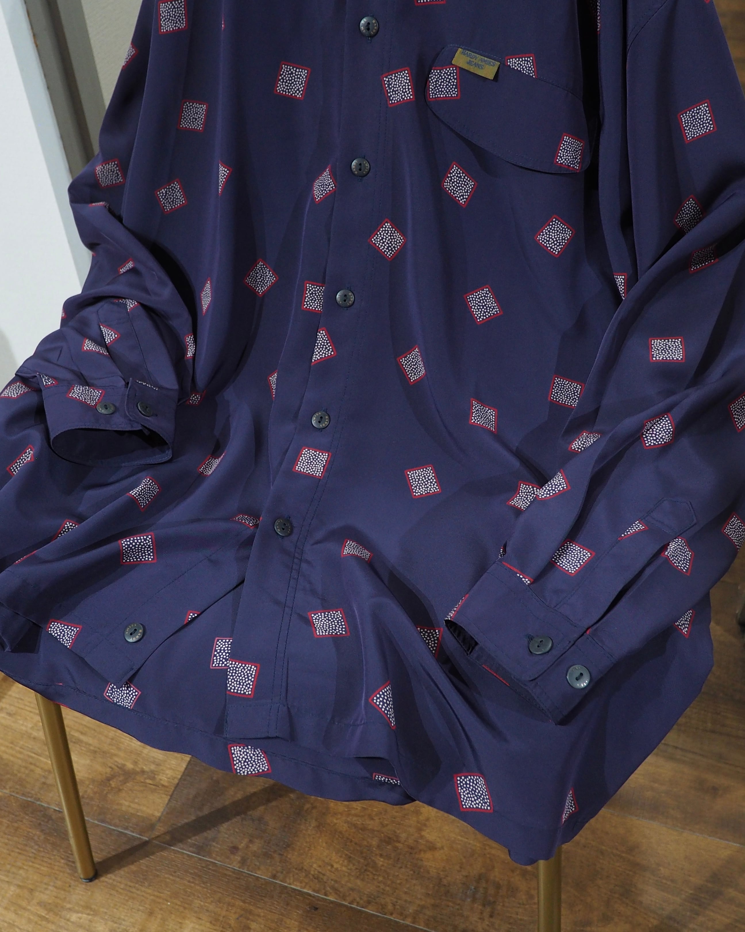 1990s Beautiful Bewitching Purple All Over Pattern vintage Drape Loose Shirt