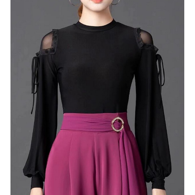 シアーショルダー・エレガントスリーブトップス (レオタードタイプ選択可能) ds0931