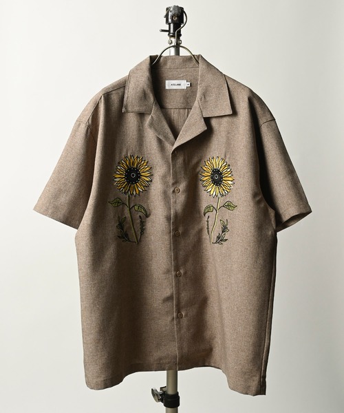 ATELANE flower embroidery short sleeve shirt (BRN) 24A-15020