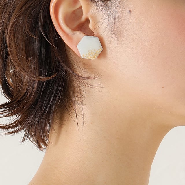 美濃焼陶器 星屑 ピアス / イヤリング｜月白 | MIKELO（ミケロ）｜陶器