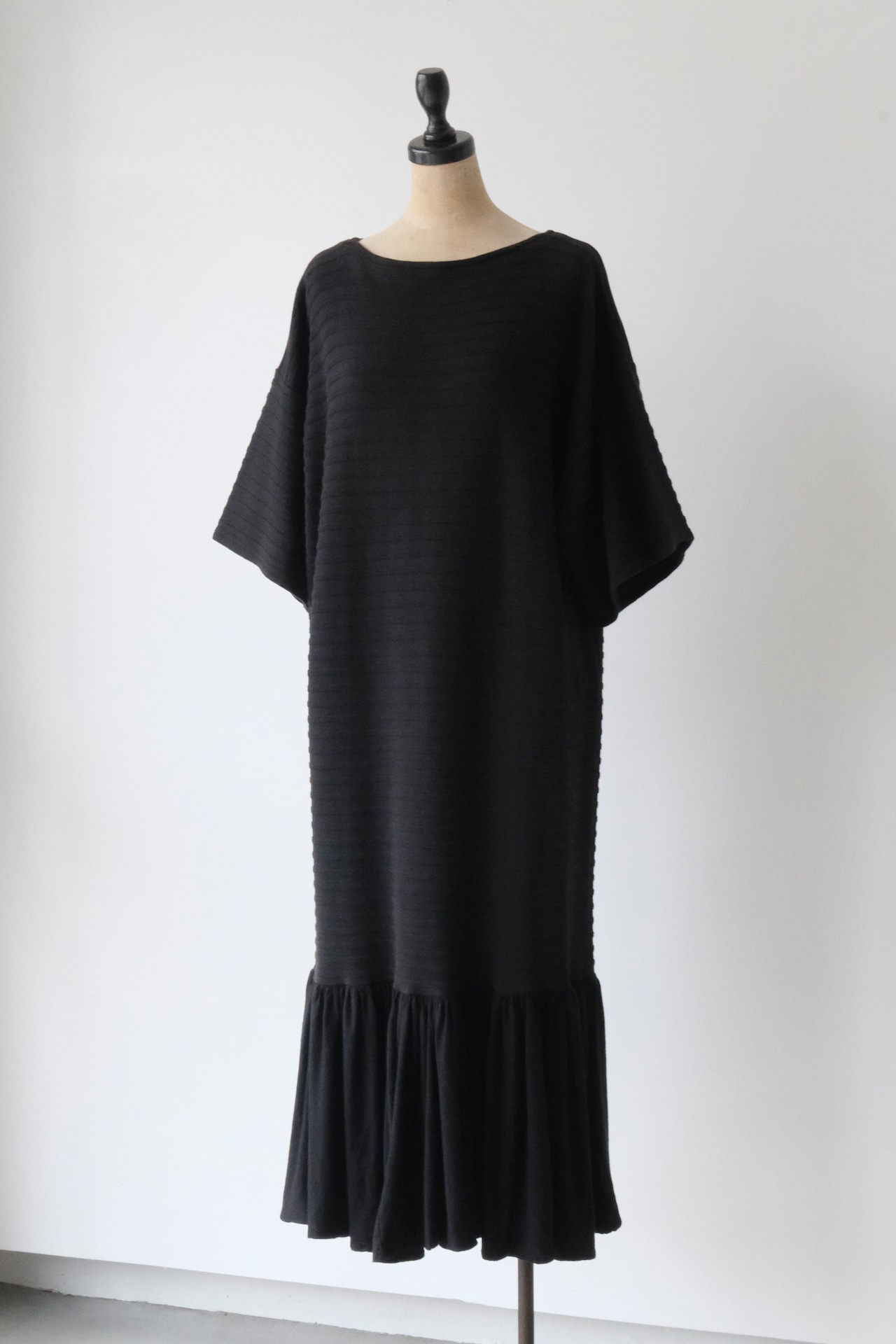 Vuokko ribbed jersey frilled hem dress