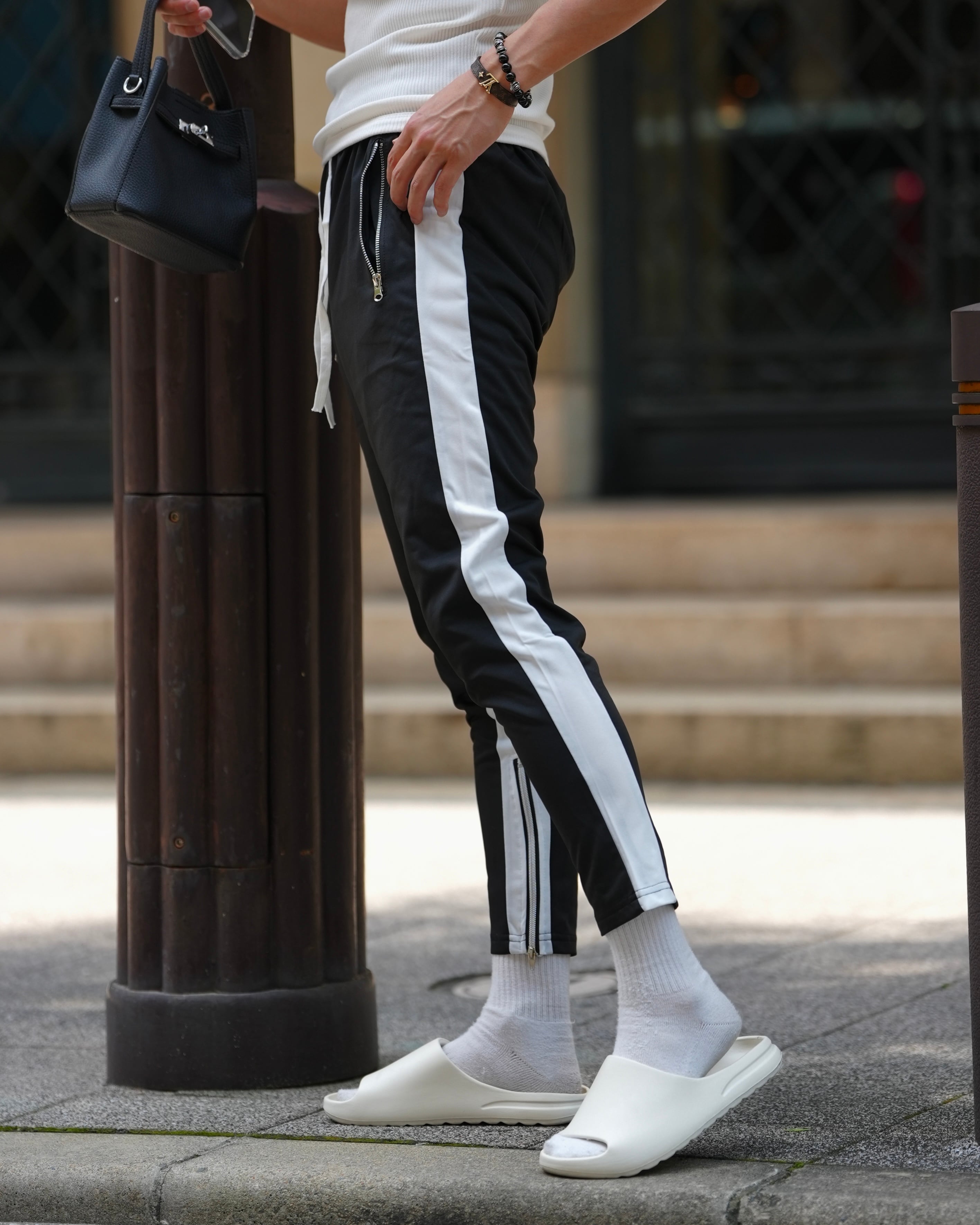 BELINDA LINE SKINNY PANTS ジップ付き ブラック【BB26016】 | BELINDA