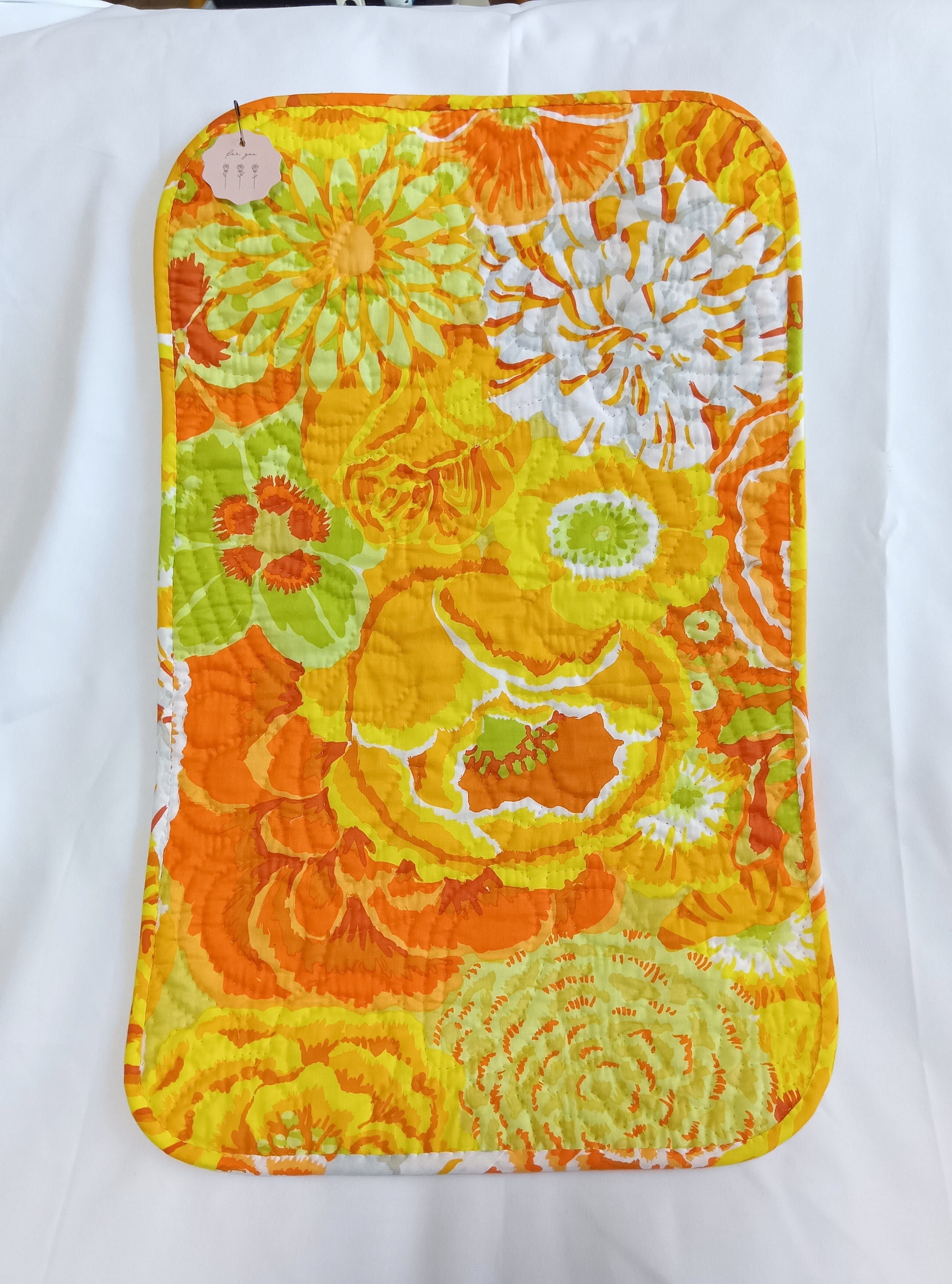 HawaiianQuilt Peach】ハワイアンキルトマット アンスリウム ケイフ