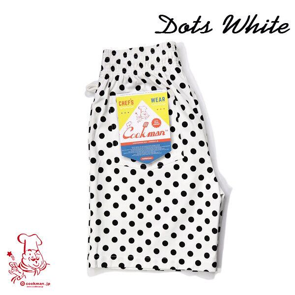 Chef Short pants Dots White シェフ ショートパンツ ドット ホワイト UNISEX 男女兼用 Cookman クックマン イージーパンツ アメリカ