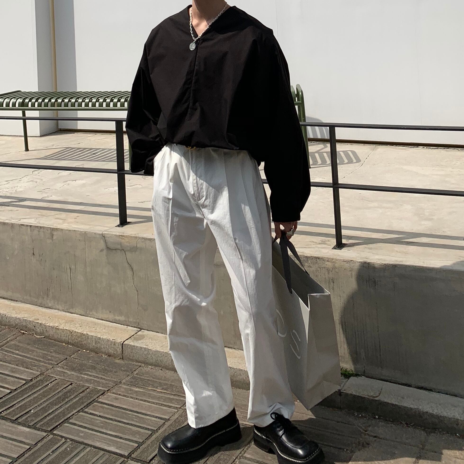 全2色 シャツ トップス ジップアップ 長袖 おしゃれ