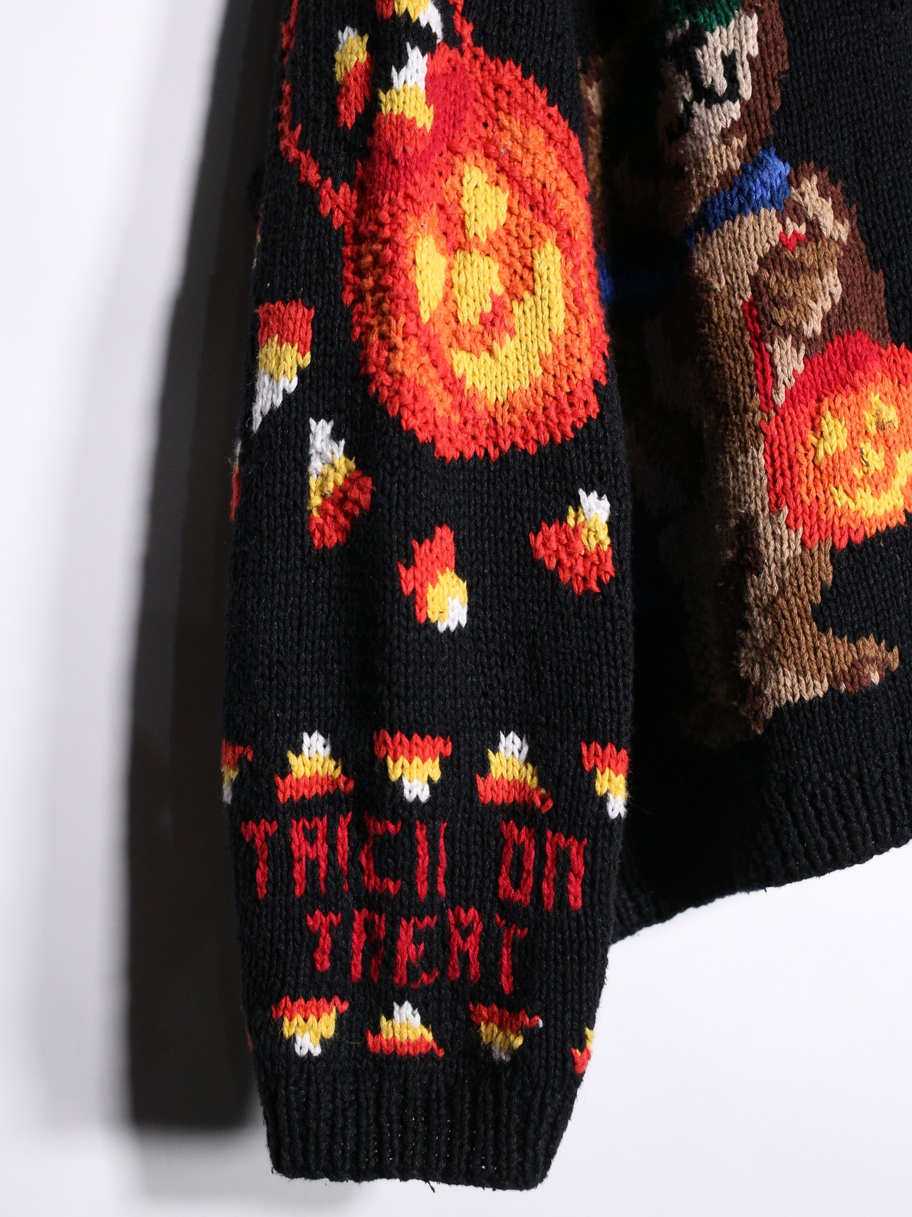 halloween motif graphic design XXX over silhouette cardigan - 11