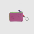 vibram coin pouch keychain (lavender×clear) with green glowing zip