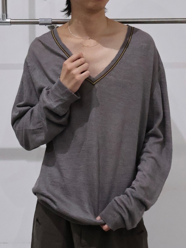 【GUCCI】V neck linen silk summer knit