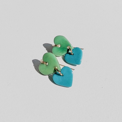 LIMITED30 / 14kgf 2Hearts Tagua Nuts pierced earrings