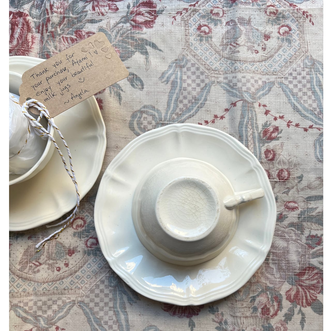 フランス製 ヴィンテージ 食器】サルグミンヌ 花リム カップ＆ソーサー