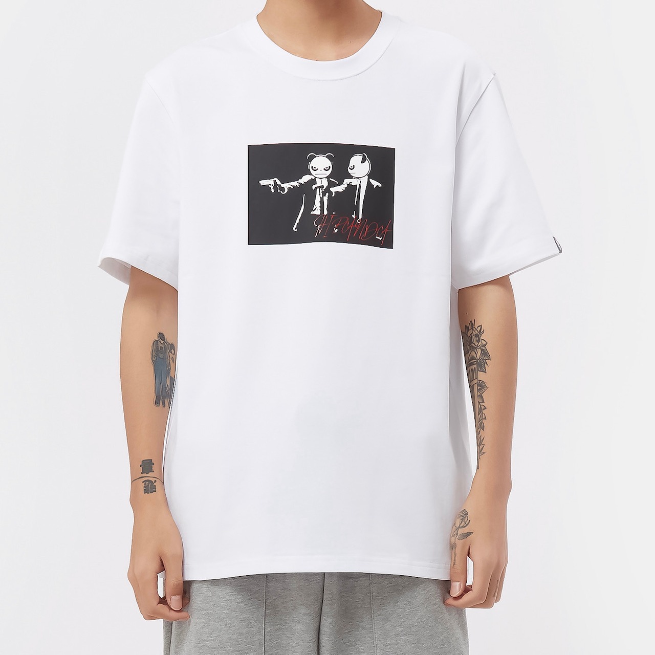 SALE 【HIPANDA ハイパンダ】メンズ パロディ Tシャツ MEN'S MOVIE PARODY PRINT SHORT SLEEVED T-SHIRT / WHITE・BLACK