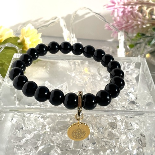 【最強の守護と浄化で人生を立て直す黒の結界】モリオンブレスレット　8mm玉　内径24cm