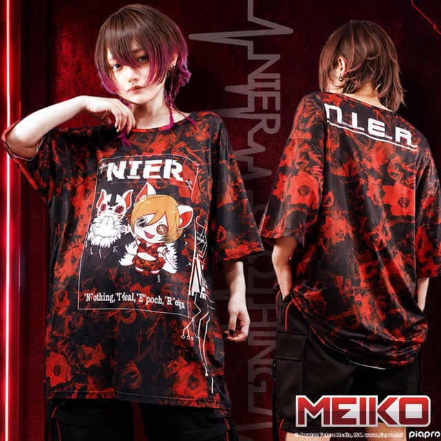 MEIKO×九尾 NIER ROSE HALF SLEEVE CUTSEW☆缶バッジ2個付き